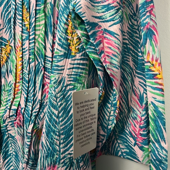 Woman Within NWT plus size 22/24 tropical pattern pleated cotton tunic - Picture 3 of 10